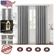 Elegant Thermal Blackout Window Panels - Noise Reduction Drapes, Grey 42”x84”