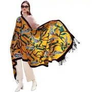 ANYYOU 100% Merino Wool Orange Neck Wrap Silk Satin Large Winter Scarf Pashmina Shawl Bandana Perfect For Women Ladies Fashion Style