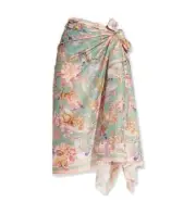 Zimmermann Fringe Cotton Multi Floral Cover Up Skirt Pareo