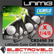 GP CR2450 BATTERY 3V LITHIUM LI-ION COIN UNIMIG WELDING HELMET RWX6000 RWX8000