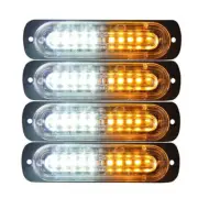 4X LED Car Truck Vehicles Beacon Warning Hazard Flash Strobe Light Amber/White