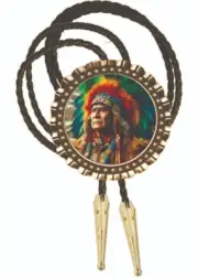Chief Rd Dog Sioux Bolo Tie Men's Neckties Painting Print Native American