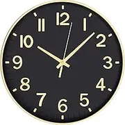 12" Wall Clock Silent Quartz Movement Non-Ticking Battery Operated Decorative Clocks, Modern Round Clock