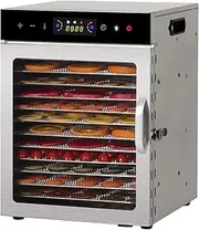 Stainless Steel Food Dehydrator, 6/8/12/18-Tray Dehydrator Food Dryer, 30-90℃ Temp Control & Digital Timer, 1000W Jerky Dehydrator Fruit Dryer for Fruits, Vegetables, Dog Treats, Mushroom 12trays