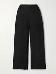 [SLEEPER] SLEEPER - Sofia Broderie Anglaise-trimmed Linen Pajama Pants - Black - x small x small Black