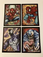 SPIDER-MAN MYSTERIO VENOM BLACK SUIT MARVEL 4 Sketch Card Print Set