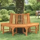 Half Round Tree Bench Eucalyptus Wood 208 cm Outdoor Seating Natural Shade 62156