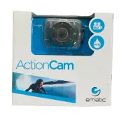 Ematic Waterproof Case Action Cam 720p HD Still & Video Camera Recorder EVH625BL