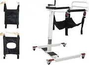 Medical Wheelchair Patient Lift for Home, Bedside Commodes Self-Service Patient Lift Transfer Machine w/180° Split Seat, Transport Chair Home Shifter for Nursing Paralyzed Elderly, 275Lbs Transport