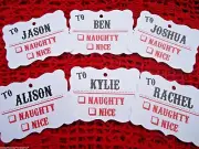 10 Kraft White Gift Tags Naughty or Nice Christmas Favour Personalised Xmas