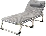 Folding Bed, Single Person Camp Bed Reclining Sun Lounger Folding Recliner Lunch Break Backrest for Travel Indoor Outdoor Office Fishing(Folding Bed and Breathable Pad)