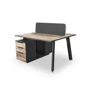 Modern Furniture ARTO Back to Back Workstation Desk 2 Cabinets 120cm Oak&Black