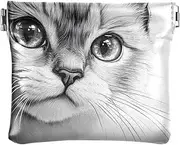 [YXYZRMY] PU Leather Squeeze Coin Purse Cute Cat Head Peek, Coin Pouch Change Holder for Women Men, Mini Portable Cosmetic Bags for Women, Multi-colored, one size, Multi-style, Multi-colored, one size