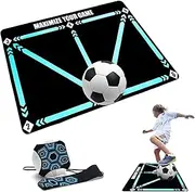 Soccer Training Mat with Kick Ball Trainer Belt,Football Silent Agility Training Equipment, Non-Slip Silent Soccer Footstep Mat for Speed/Strength/Coordination