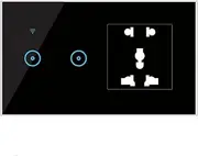 95-250V Wi-Fi Smart Wall Outlet with 2 Gang Touch Light Switch Smart Life APP Remote Control, Voice Control, Touch Control Compatible with Alexa Google Assistant Wi-Fi Smart Switch Plug Outlet Black