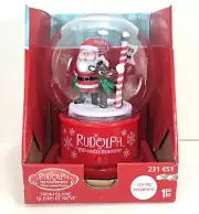NEW Musical Plastic Waterless SNOW GLOBE Santa RUDOLPH the Red-Nosed Reindeer