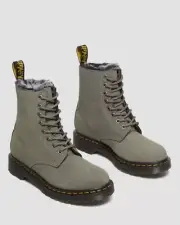 Dr. Martens 1460 Serena Milled Nubuck WP Nickel Green Boots Women's Size 11