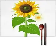 Sunflower and Weed Table Mats Set of 6 Heat Resistant Non-Slip Canvas Place Mats Washable Durable Stylish Placemats for Kitchen and Dining Table Home Decorations