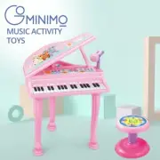 Kids Electronic Piano Keyboard Toy with Microphone and Chair (Pink)