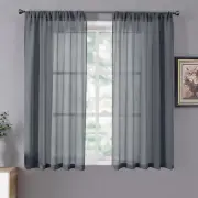 Short Sheer Curtain Living Room Linen Textured Curtains Sheer Light Filtering Vo