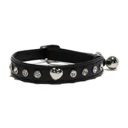 All Day Rhinestone Heart Cat Collar Black