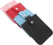 [Abaodam] 4pcs Snap Closure Pull Out Card Holder PU Leather Wallet Organizer Stackable Credit Card Case with Multiple Slots for Easy Access for Business Use