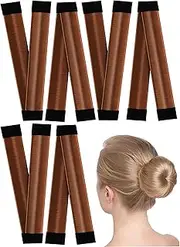 6Pack Hair Bun Maker, Easy Snap-and-Roll Bun Hair Tool, 21cm Magic Bun Tool, Donut Hair, Perfect Bun Makers Hair Pins French Twist Donuts for Updos Kids Women Ballerina Bun Shaper Easybun (Brown)