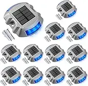 Solar Power Ground Marker Lights - 4 PCK, LED Solar Driveway Deck Light - BAQI KINTSUGI, Waterproof 1000m Viewing Outdoor Driveway Road Stud Lamp, Cast Aluminium Road Highway Spike Lamp