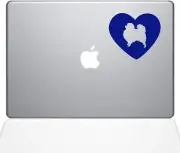 The Decal Guru Heart Pomeranian Decal Vinyl Sticker, 11" MacBook Air, Dark Blue