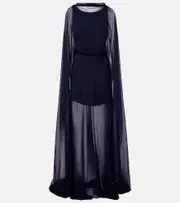 [Ralph Lauren Collection] Ralph Lauren Collection Dylon caped silk gown AU 6 blue
