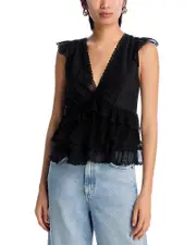 Alice and Olivia Blanche Lace Trim Top