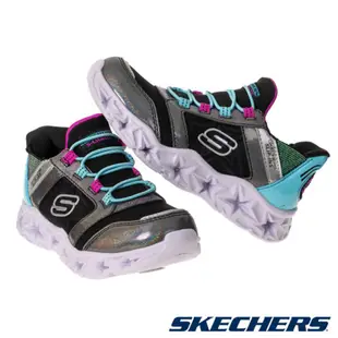 SKECHERS GALAXY LIGHTS 童鞋 大童 慢跑 燈鞋 瞬穿舒適科技 黑水藍303701LBKMT