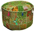 Indian Vintage Pouf Ottoman Round Ottoman Cover Pouf Pouffe Footstool Ethnic AU