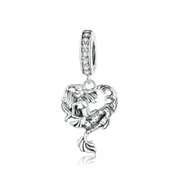 Silver plating Mermaid on Waves Pendant Charm for Bracelet or Necklace Jewelry