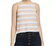 Alice + Olivia Pastel Stripe Antonella Knit Sleeveless Sweater Crop Top Size M