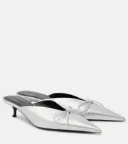 [Balenciaga] Balenciaga Knife Bow 40 metallic leather mules AU 4 silver