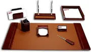 Dacasso Mocha Leather 8-Piece Desk Set