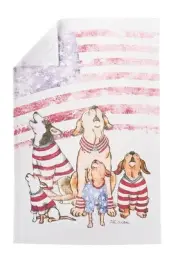 Puppy Dog Howlers for Freedom Patriotic Printed Flour Sack Kitchen Dish Towel