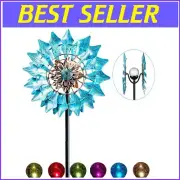 Durable 75in Solar LED Wind Spinner - Colorful Artisan Garden Kinetic Sculpture