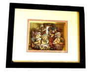 Teddy Bear Fashion Show Shadow Box Mixed Media Limited Edition Black Frame RARE