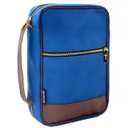 Canvas Bible Cover Bag, Blue Jean Pattern with Handle, Pockets and Zipper for...