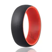 Silicone Wedding 2Layer Dome Ring - Red-Black by ROQ for Men - 11 mm Ring