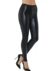80s Metallic Disco Costume Leggings Black Size: Large