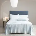 Ddecor Home King Single Microfiber Bed Sheet w/ Pillowcase Set VNT Washed Blue
