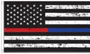 Thin Red Blue Line USA Distrssed Memorial Flag 3x5 First Responders Matter