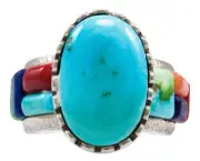Navajo Native American Kingman and Carico Lake Turquoise Ring Size 12 by Calvin