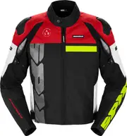 Spidi Progressive Tex, textile jacket , color: Black/Red/White/Neon-Yellow , size: S