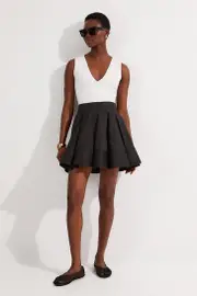 Tailored Cotton Full Mini Skirt