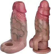 4.9"Male Penis Extension Extender Thick Cock Sheath Sleeve Girth Enhancer Condom