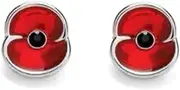 [Dtja] Dainty Poppy Flower Stud Earrings for Women Silver Plated Hypoallergenic Cute Red Enamel Flowers Cartilage Tragus Post Unique Memorial Jewelry Gifts Souvenirs, Metal, No Gemstone